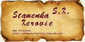 Stamenka Kerović vizit kartica
